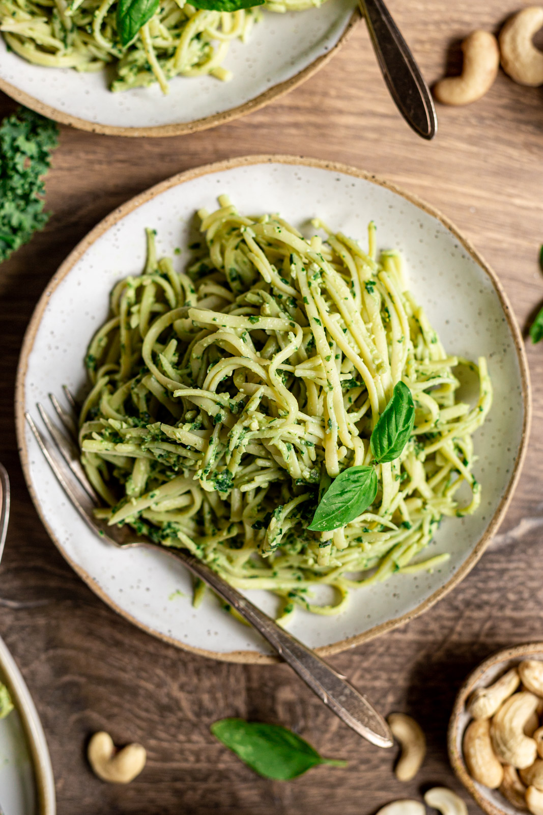 Vegan Kale Cashew and Basil Pesto Pasta